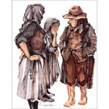 LETELLIER Pierre - Lithographie originale "Personnages" 35x27cm