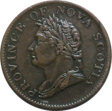 Q0292 Rare Canada Nova Scotia Half Penny George IV 1832 AU -> Make offer
