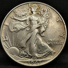 HALF DOLLAR 1947 PHILADELPHIE ARGENT 900‰ LIBERTY WALKING USA / 1/2 DOLLAR