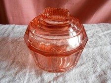 Ancien Sucrier en Verre Rose