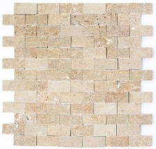 Mosaïque Travertin pierre naturel noyer Brique Splitface 43-44248_f | 10 plaques