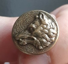 L02F07 tête de loup doré D17mm bouton de vénerie de chasse d'uniforme 