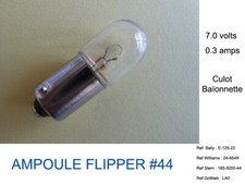 20 ampoules neuves flipper culot bayonnette #44 7v