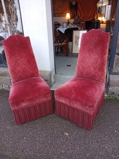 Paire de 2 Chauffeuses Napoléon III, Belle Epoque, chaises en velours, d'époque.
