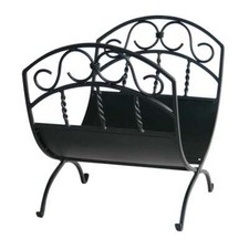 Uniflame Black Wrought Iron Log Rack w/ Scrolls - W-1035