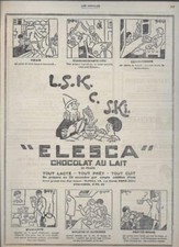 Publicité ancienne mars 1928 déjeuner chocolat Elesca  LSK  Pub 32 x 23.5 L S K