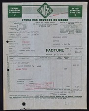 Facture PARIS 1935 YACCO L'huile des records du monde bidon oil can Billhead 6