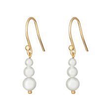Trio Perle Boucles D'Oreilles Goutte 9ct Jaune Plaqué Or Poinçonnée -