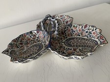 Rare Serviteur Faïence Gien Modèle Cachemire Apéritif Ancien Céramique Française