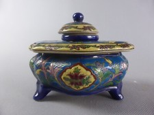 ENCRIER EN CERAMIQUE EMAILLEE EMAUX DE LOUVIERE FLEUR DE LYS INK POT 405-E