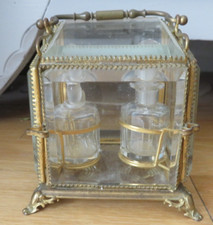 cave a parfum coffret a odeurs 2 flacons cristal verre laiton   NAPOLEON III