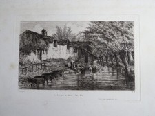 Auguste PEQUEGNOT (1819-1878) EAU FORTE ORIGINALE BIEVRE GOBELINS PARIS BARBIZON