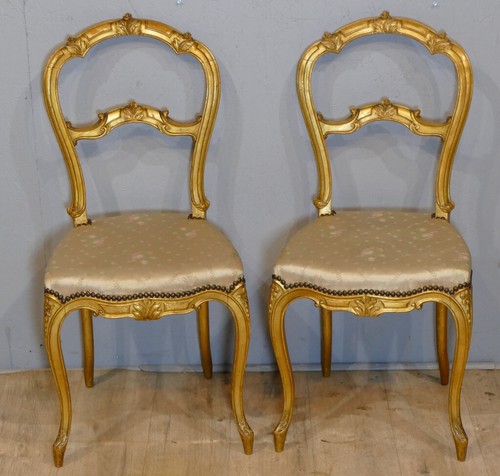 Paire chaises bois - paire, doré