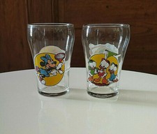 Disney Esso Vintage : lot 2 verres Minnie/Pluto + Riri/Fifi/Loulou/Donald