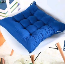 Coussin de Chaise 40x40cm Épais Bleu Avec Liens A Nouer Moelleux Confortable