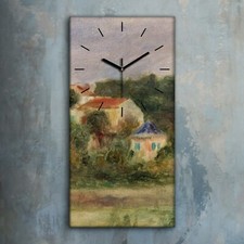 Horloge murale sur toile 30x60 Forest Trees Houses Sky Pierre-Auguste Renoir