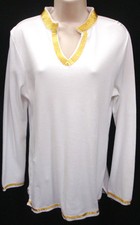 *NWT Charter Club Bright White "Trans Tees"  L/S Knit Top sz Med-Org $40 Nice!
