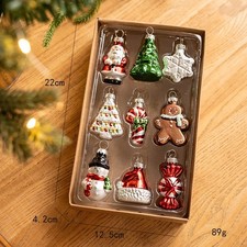 9pcs Décorations pour Sapin De Noël en Verre Suspendues Ornement Cadeau de Noël