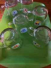 6 Mugs Mobil drapeau Vintage 70' Chope En Verre