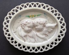 Superbe CERAMIQUE MURALE VINTAGE signée VAL DEMONE Les 2 Anges Chérubins ITALIE