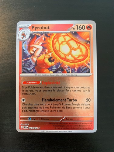 Carte pokémon reverse pyrobut - carte,