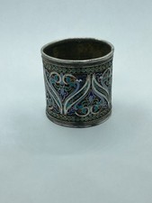 Rond de serviette argent massif russe émaillé 55g 19eme