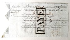 rare caisse de service du trésor impérial. mandat département de la Dyle 1813