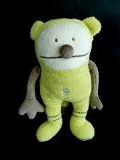 *. DOUDOU PELUCHE VIBRANT OBAIBI OKAIDI SINGE OURS VERT JAUNE MARRON 22cm TTBE
