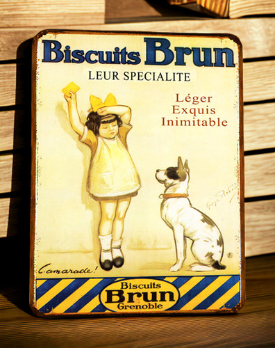 Plaque métal brun biscuits - brun,