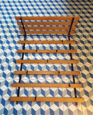 VINTAGE PORTEMANTEAU VESTIAIRE MURAL-MéTAL-BOIS-DESIGN 70-8 crochet-SCANDINAVE