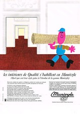 PUBLICITE ADVERTISING  1964   MUNIVYLE   revetement mural & sol tapis plastifié