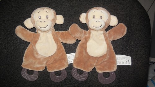 Lot doudou plat singe beige - doudou,