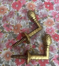 Vintage PAIR French Antique Brass Drapery Curtain Holdback Towel Hooks Gold 1½”
