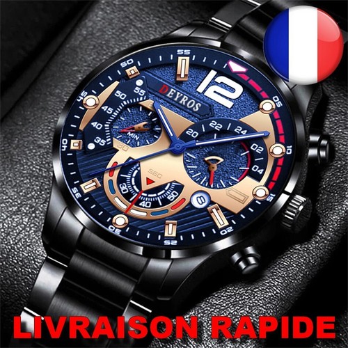 Montre noir luxe acier - montre,