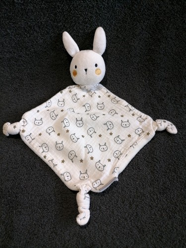 Doudou plat lapin - lapin, blanc