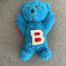 O/ Doudou Peluche Ours Bleu Blanc Et Rouge Butagaz B Vintage Hubert Angers