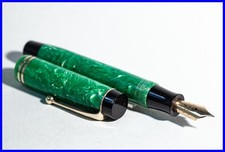 Beau Stylo PARKER DUOFOLD Junior En Jade Vert Avec Nib Extra Fin En Or 14K
