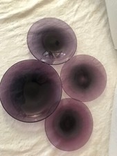 assiettes 4 plats en verre Murano fait main VIOLET 23, 21, 20 cm