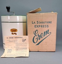 EREM SORBETIERE EXPRESS A MANIVELLE EMAIL VITRIFIE NOTICE CARTON ORIGINE ANCIEN