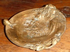 Vide poche bronze doré signé O. Lelièvre art nouveau escargot insecte fleurs