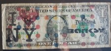 Banksy - Billet 1 dollar signé + customisé "I Love NY" (street art, art de rue)