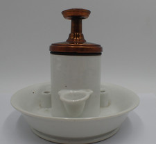 encrier ancien à pompe ,porcelaine de Paris