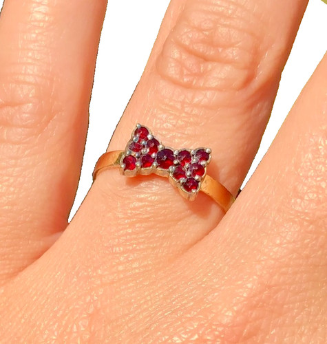 Bague nœud grenat - grenat, bohême