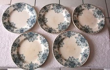 5 anciennes assiettes plates en faïence  TERRE DE FER  L.G BELFORT