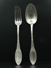 OB180 - Anciennes Fourchette et Cuillère "BOULENGER", Poinçon Minerve, XIXe