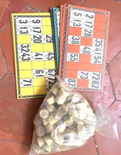 Jeu de loto ancien vintage - jetons bois (manque 1, sans boite)