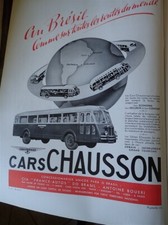 cars CHAUSSON + piano KLEIN + GEISWEILER pub papier FRANCE ILLUSTRATION 1949 col