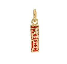 Pendentif Tiki Tendresse Plaqué or 18 Carats 750/000 et résine couleur corail
