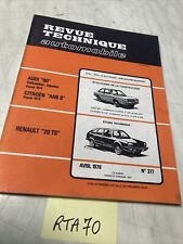 Renault 20 TS R20 Spécial Revue Technique Automobile RTA évolution Ami 8 Audi 80