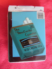 Rare étui à cigarettes avec briquet marque "Three Castles"
